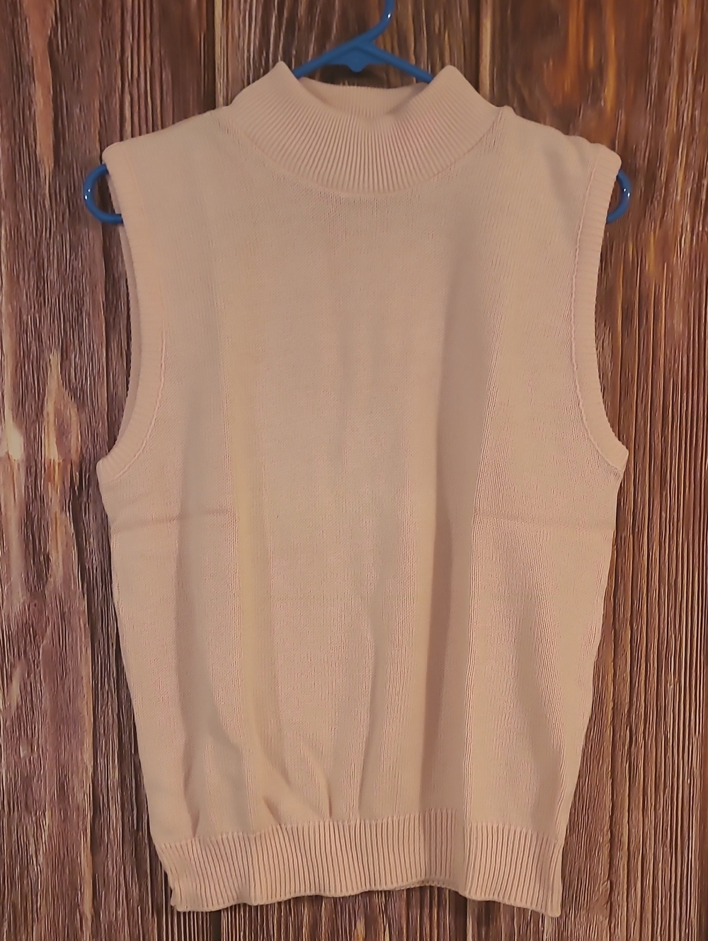 Ford Cream Pink Sleeveless Cowl Mock Neck Knit Vest